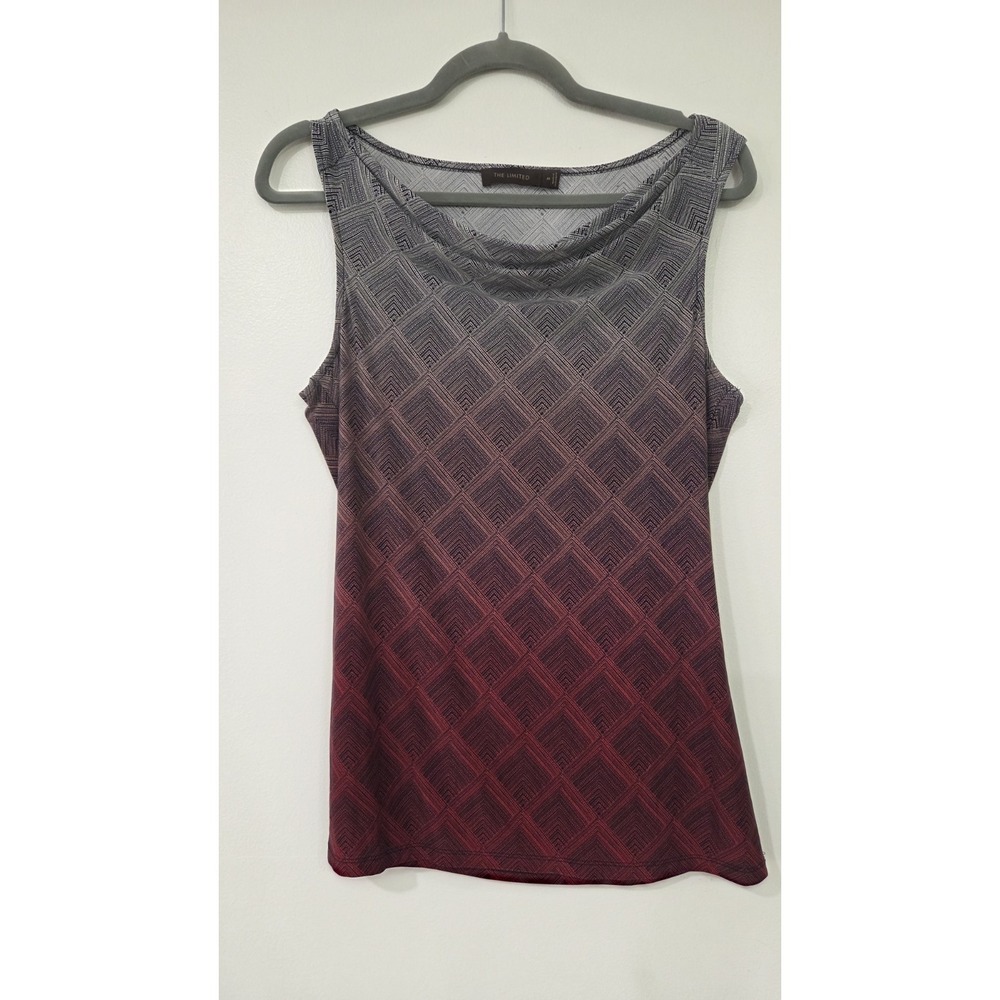 The Limited Red Gray Ombre Women's Sleeveless Shirt Medium Classy Stretchy